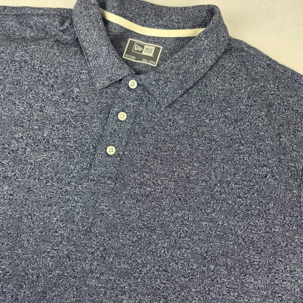 New Era Mens 2XL Blue‎ Heather Polo Shirt Short Sleeve Logo Casual Golf